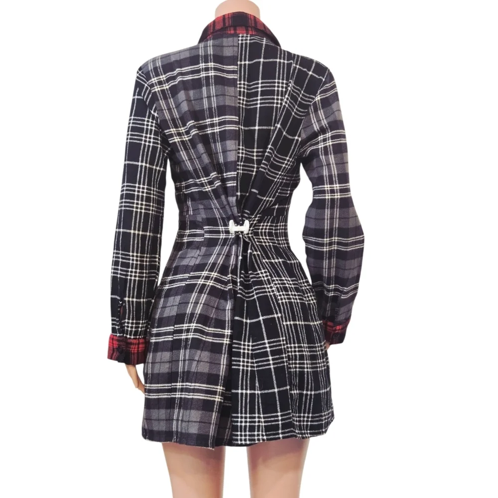 Tulip Janet Plaid Blue 100% Cotton Shirt/Dress Size M - Picture 7 of 12
